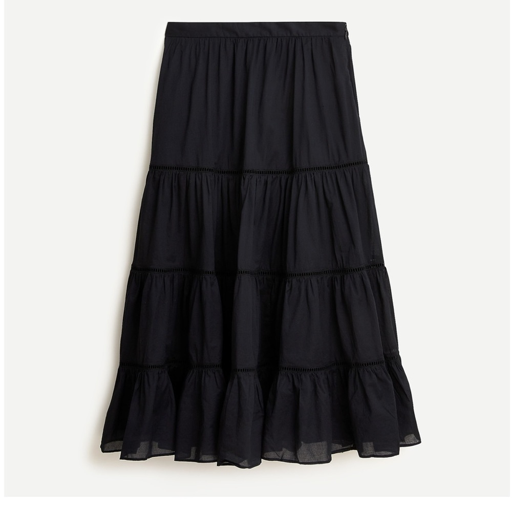 J. Crew Black Tiered Midi Skirt Resort Wear
